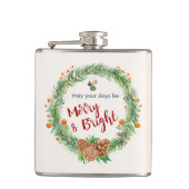 Vrolijk en helder kerstfeest heupfles (Voorkant)