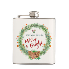 Vrolijk en helder kerstfeest heupfles