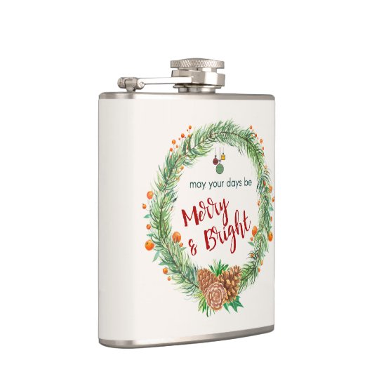 Vrolijk en helder kerstfeest heupfles (Rechts)