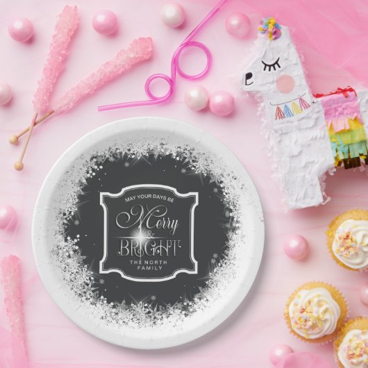 Vrolijk en helder kerstfeest ID591 Papieren Bordje (Feest)
