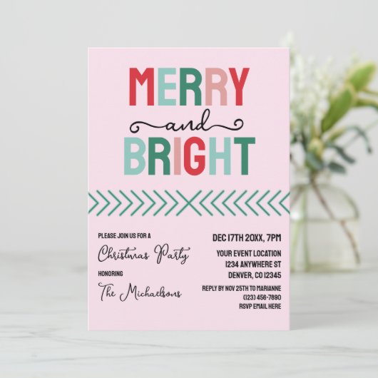 Vrolijk en helder kerstfeest kaart (Staand voorkant)