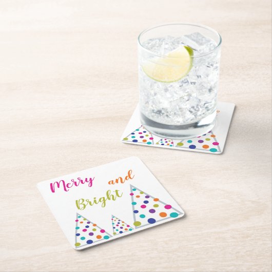 Vrolijk en helder kerstfeest kartonnen onderzetters (Insitu)