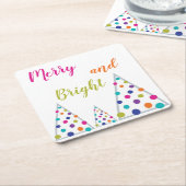Vrolijk en helder kerstfeest kartonnen onderzetters (Schuin)
