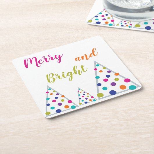 Vrolijk en helder kerstfeest kartonnen onderzetters (Schuin)