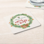 Vrolijk en helder kerstfeest kartonnen onderzetters (Schuin)