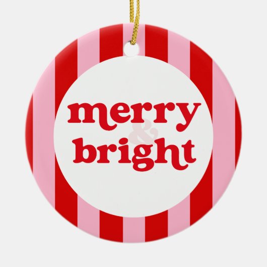 Vrolijk en helder kerstfeest keramisch ornament (Voorkant)