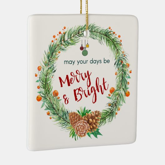 Vrolijk en helder kerstfeest keramisch ornament (Rechts)