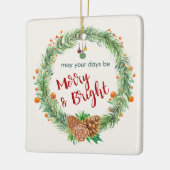 Vrolijk en helder kerstfeest keramisch ornament (Links)