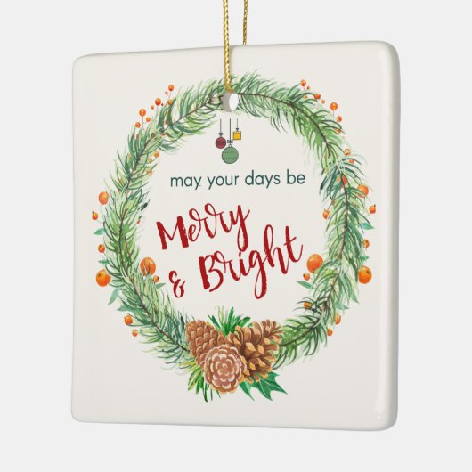 Vrolijk en helder kerstfeest keramisch ornament (Links)