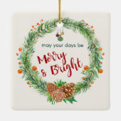 Vrolijk en helder kerstfeest keramisch ornament (Achterkant)