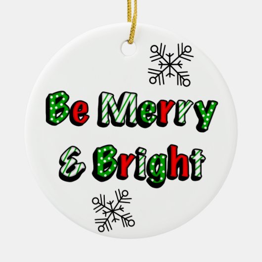 Vrolijk en helder kerstfeest keramisch ornament (Voorkant)