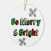 Vrolijk en helder kerstfeest keramisch ornament (Links)