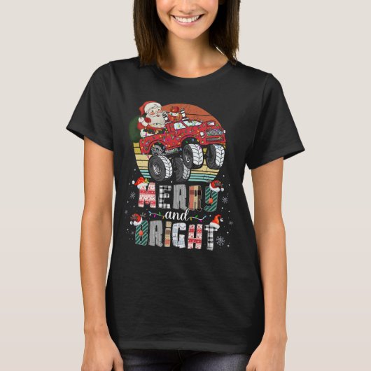 Vrolijk en helder kerstfeest, kerstwagen T-shirt (Voorkant)