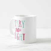 Vrolijk en helder kerstfeest koffiemok (Voorkant links)