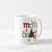 Vrolijk en helder kerstfeest koffiemok (Voorkant rechts)