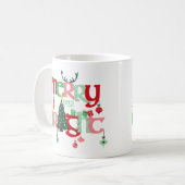 Vrolijk en helder kerstfeest koffiemok (Voorkant links)