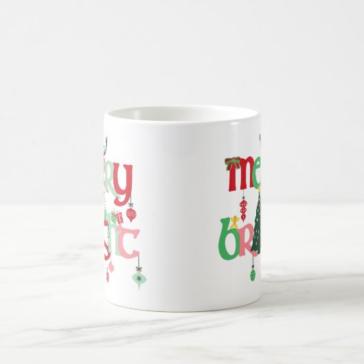 Vrolijk en helder kerstfeest koffiemok (Center)