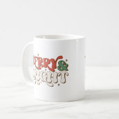 Vrolijk en helder kerstfeest koffiemok (Voorkant links)