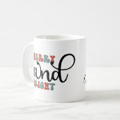 Vrolijk en helder kerstfeest koffiemok (Voorkant links)