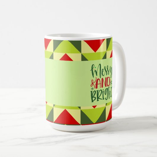 Vrolijk en helder kerstfeest koffiemok (Voorkant rechts)