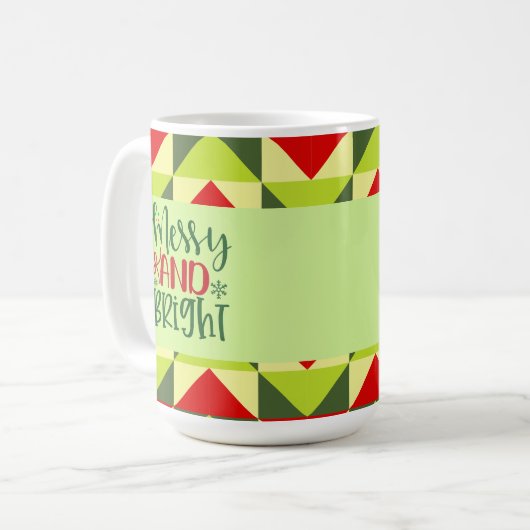 Vrolijk en helder kerstfeest koffiemok (Voorkant links)