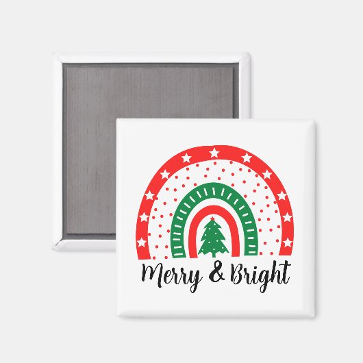 Vrolijk en helder kerstfeest magneet (Voorkant / Achterkant)