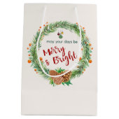 Vrolijk en helder kerstfeest medium cadeauzakje (Achterkant)