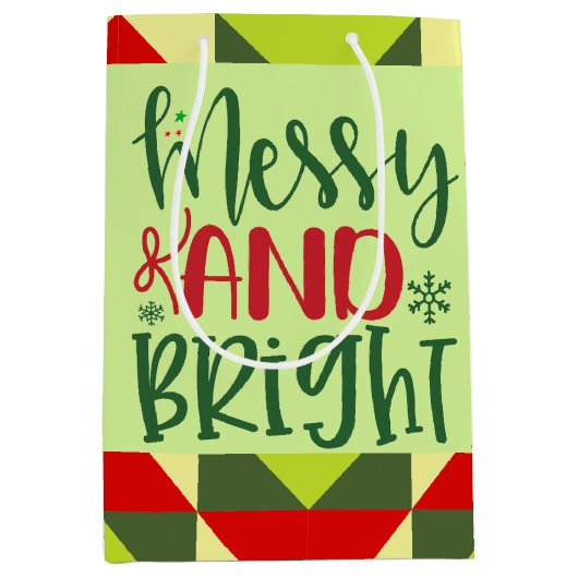 Vrolijk en helder kerstfeest medium cadeauzakje (Voorkant)