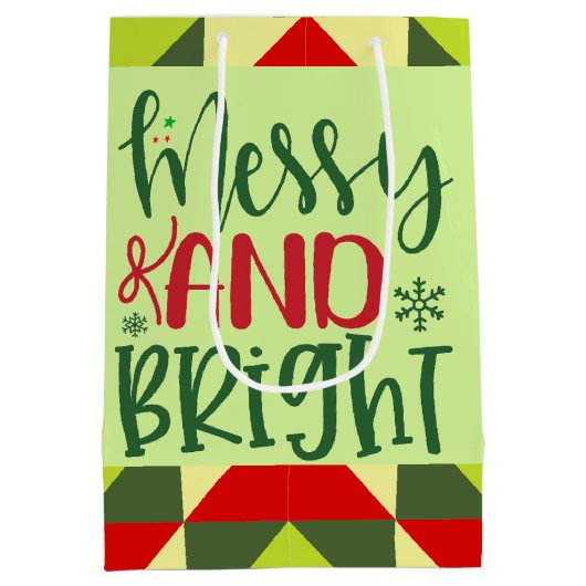 Vrolijk en helder kerstfeest medium cadeauzakje (Achterkant)