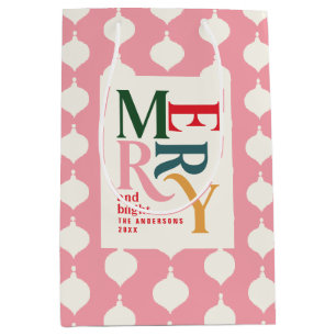 Vrolijk en helder kerstfeest medium cadeauzakje