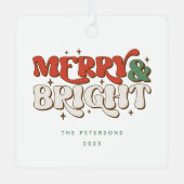 Vrolijk en helder kerstfeest metalen ornament (Voorkant)