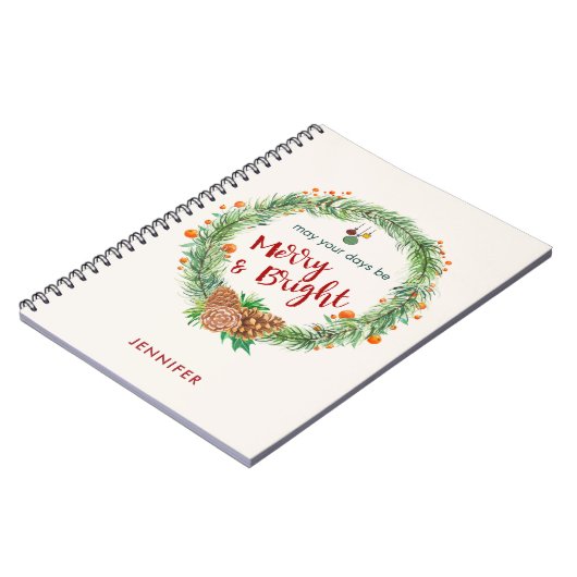 Vrolijk en helder kerstfeest notitieboek (Linkerzijde)