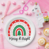 Vrolijk en helder kerstfeest papieren bordje (Feest)