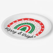 Vrolijk en helder kerstfeest papieren bordje (Gekanteld)