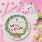 Vrolijk en helder kerstfeest papieren bordje (Feest)
