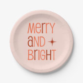 Vrolijk en helder kerstfeest papieren bordje (Voorkant)