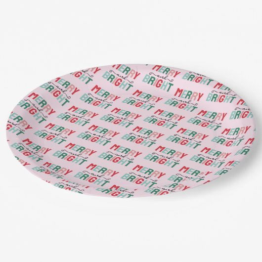 Vrolijk en helder kerstfeest papieren bordje (Gekanteld)