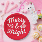 Vrolijk en helder kerstfeest papieren bordje (Feest)