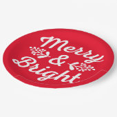 Vrolijk en helder kerstfeest papieren bordje (Gekanteld)