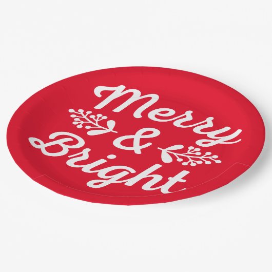 Vrolijk en helder kerstfeest papieren bordje (Gekanteld)