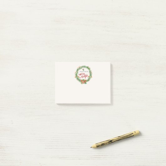 Vrolijk en helder kerstfeest post-it® notes (Op bureau)