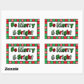 Vrolijk en helder kerstfeest rechthoekige sticker (Vel)