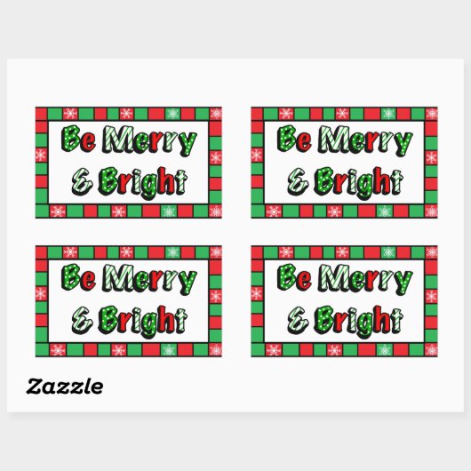 Vrolijk en helder kerstfeest rechthoekige sticker (Vel)