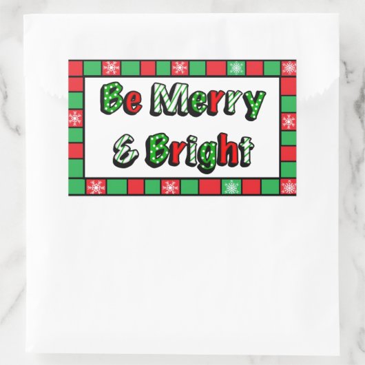 Vrolijk en helder kerstfeest rechthoekige sticker (Tas)