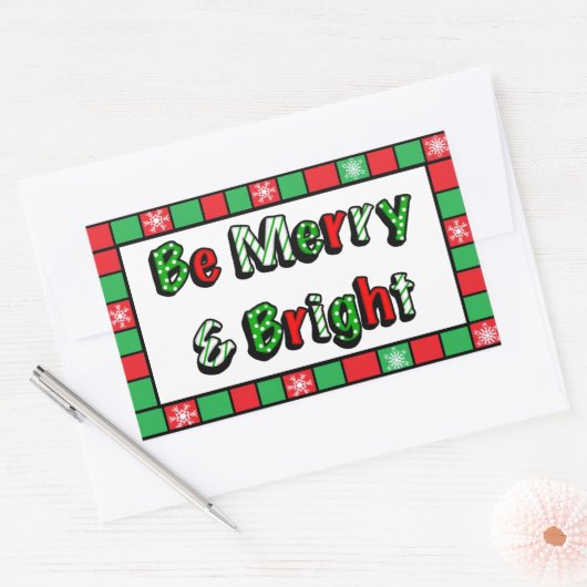 Vrolijk en helder kerstfeest rechthoekige sticker (Envelop)
