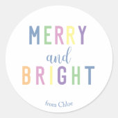 Vrolijk en helder kerstfeest ronde sticker (Voorkant)