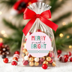 Vrolijk en helder kerstfeest ronde sticker