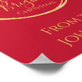 Vrolijk en helder kerstfeest rood goud poster (Hoek)