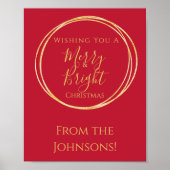 Vrolijk en helder kerstfeest rood goud poster (Voorkant)