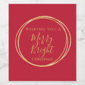 Vrolijk en helder kerstfeest rood goud wijn etiket (Enkel label)